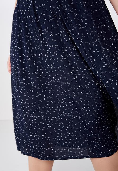 Cotton On - Curve ella midi skirt - navy & white 