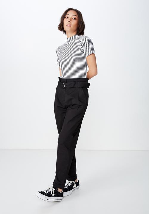 Factorie - Stripe short sleeve rib funnel Frankie stripe - white & black 