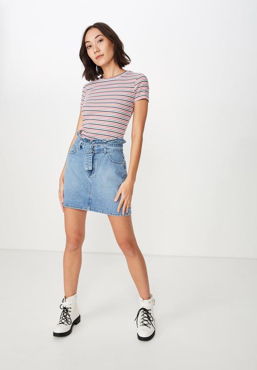 Factorie - Paperbag denim skirt - blue