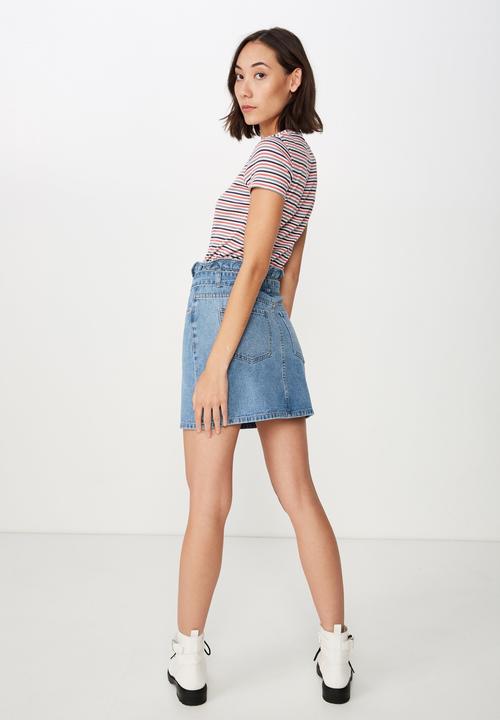 Factorie - Paperbag denim skirt - blue