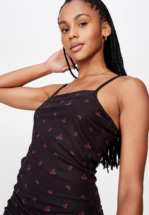 Factorie - Mesh mini dress - black & red 