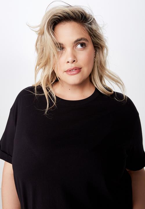 Cotton On - Curve relaxed boyfriend tee - black