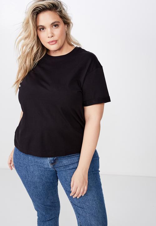 Cotton On - Curve relaxed boyfriend tee - black