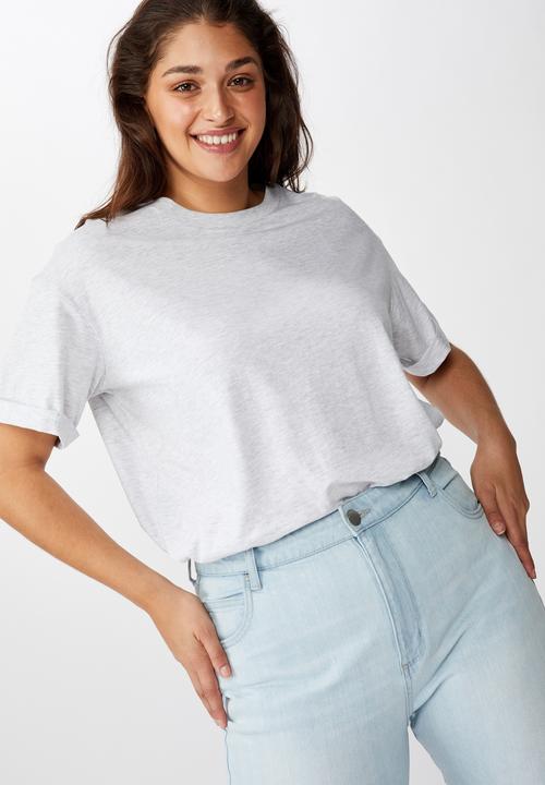 Cotton On - Curve relaxed boyfriend tee - grey 