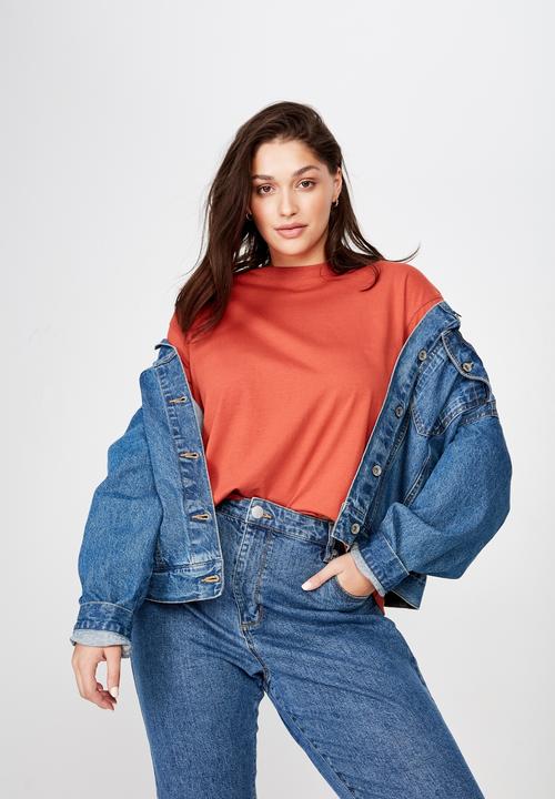 Cotton On - Curve relaxed boyfriend tee - red