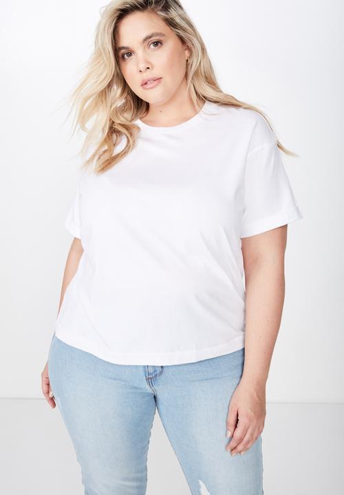 Cotton On - Curve relaxed boyfriend tee - white