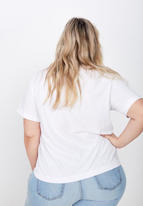 Cotton On - Curve relaxed boyfriend tee - white