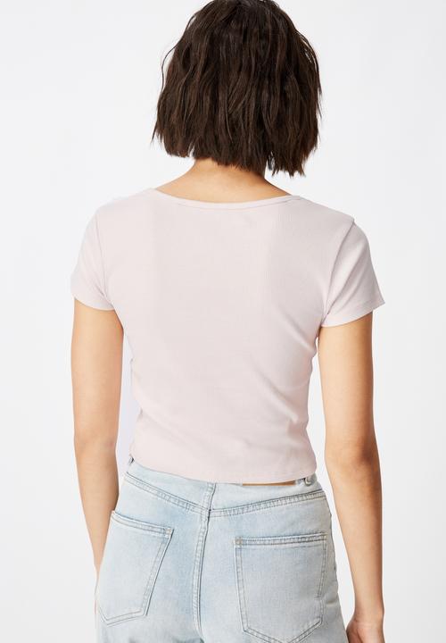 Factorie - Snap thru rib Henley - pink 