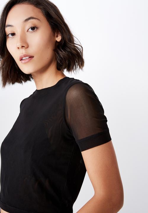 Factorie - Mesh crop cami - black