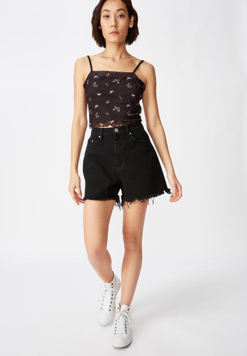 Factorie - Mesh crop cami - black 