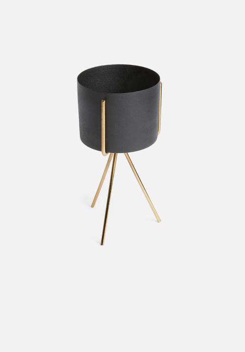 Present Time - Pedestal iron plant pot set - black