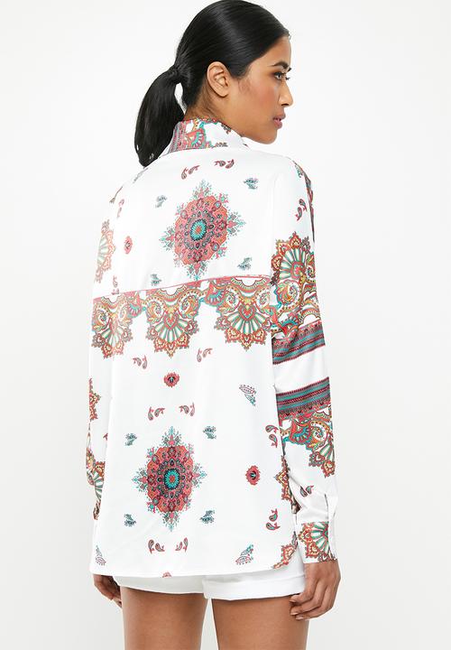 Missguided - Satin scarf prith shirt - multi 