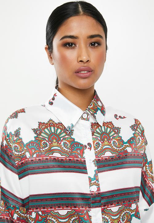 Missguided - Satin scarf prith shirt - multi 