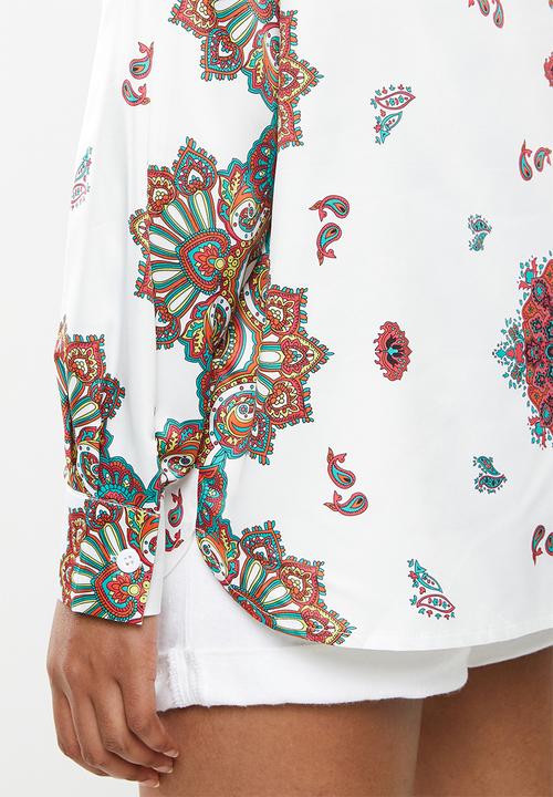 Missguided - Satin scarf prith shirt - multi 