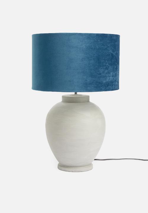 Sixth Floor - Velvet barrel lampshade - blue