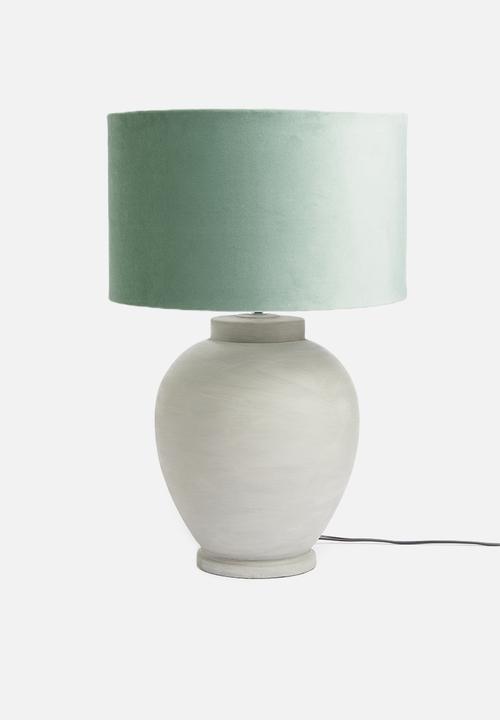 Sixth Floor - Velvet barrel lampshade - sea foam