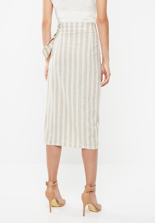 edit - Linen blend skirt - beige & cream 