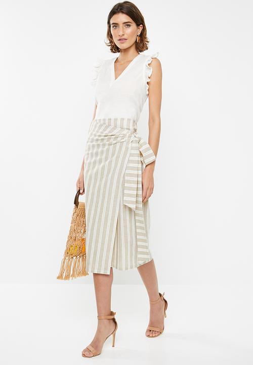 edit - Linen blend skirt - beige & cream 