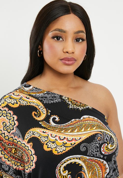 edit Plus - One shoulder asymmetrical dress - multi