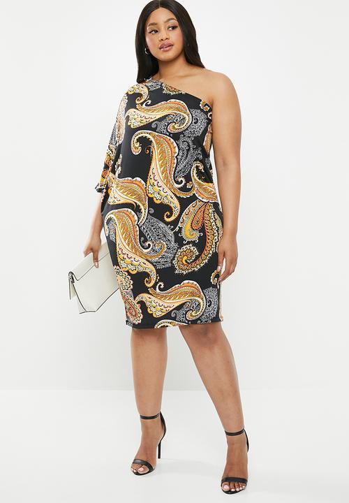 edit Plus - One shoulder asymmetrical dress - multi