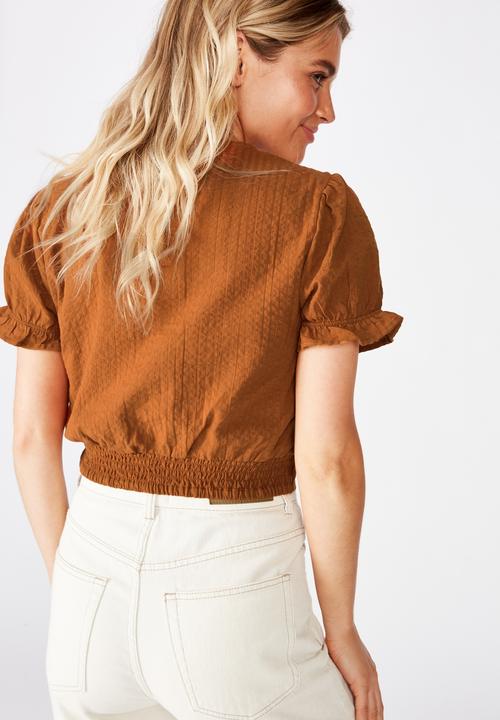 Cotton On - Lenny puff short sleeve top - brown