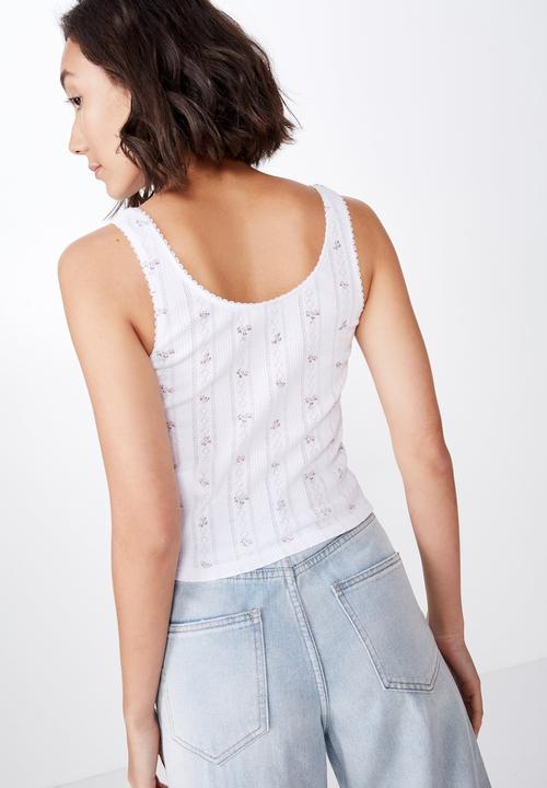 Factorie - Pointelle tank top print - white 