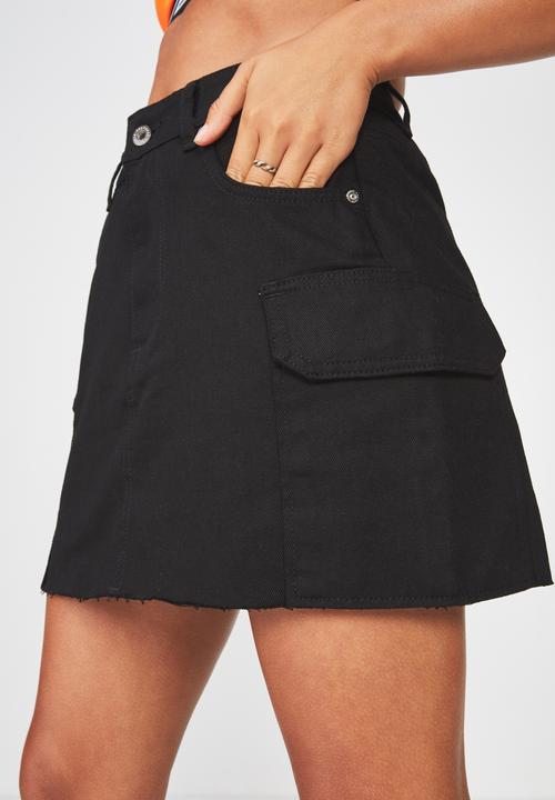 Factorie - Utility denim skirt - black