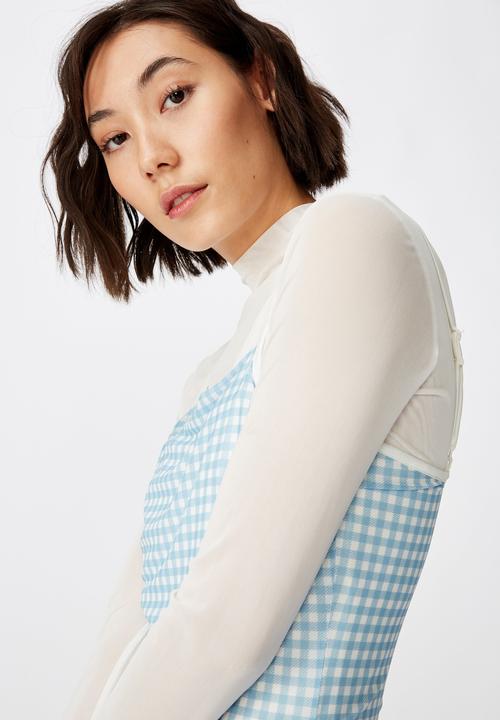 Factorie - Mesh mini dress angel falls - blue & white 