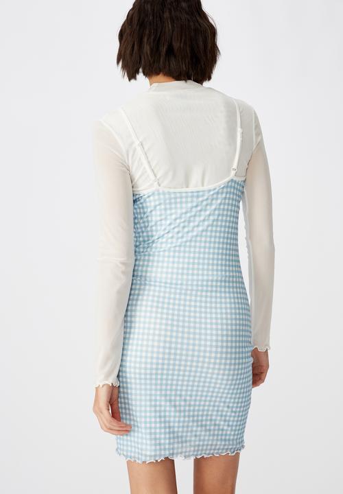 Factorie - Mesh mini dress angel falls - blue & white 