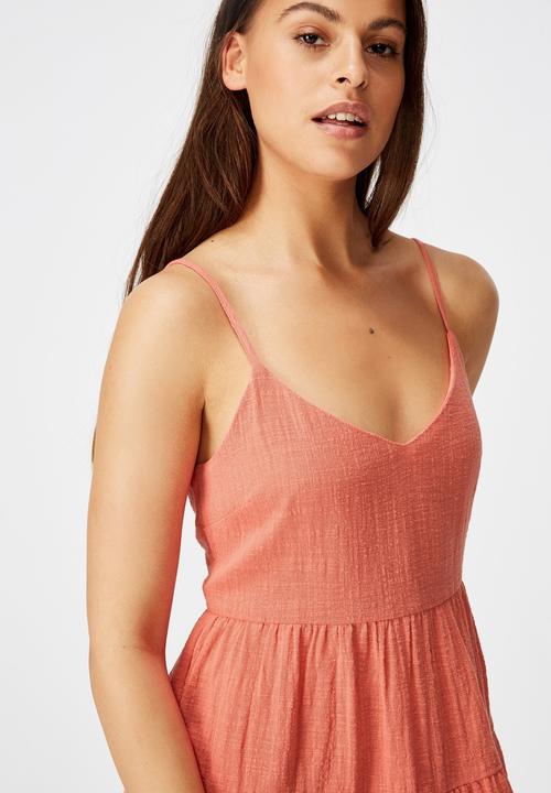 Factorie - Textured tiered dress - coral