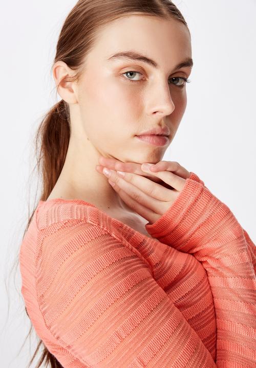 Factorie - Textured table cardi - orange 