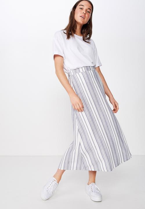 Cotton On - Woven Whitney midi skirt - blue & white 