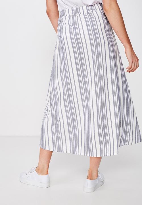 Cotton On - Woven Whitney midi skirt - blue & white 
