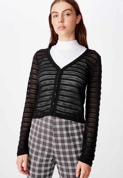 Factorie - Textured table cardi - black