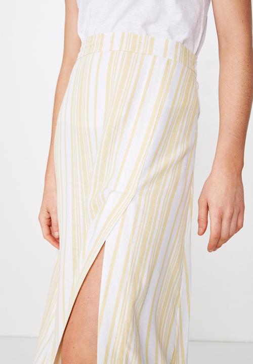 Cotton On - Woven whitney midi skirt - yellow & white 