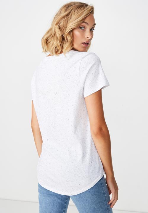 Cotton On - The deep v-neck - white & navy 