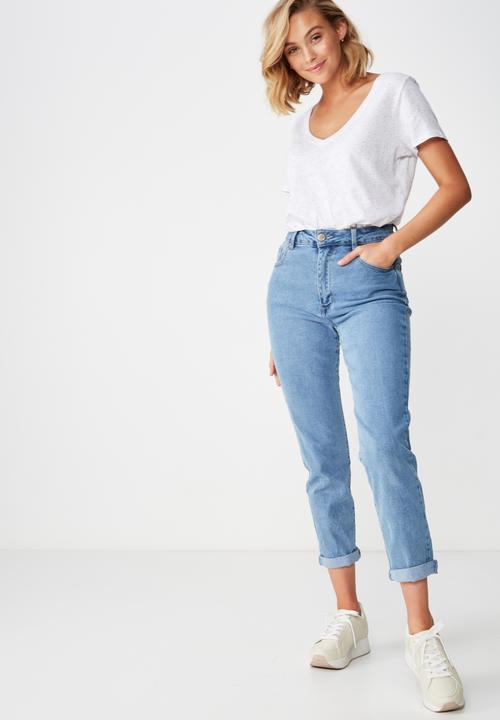 Cotton On - The deep v-neck - white & navy 