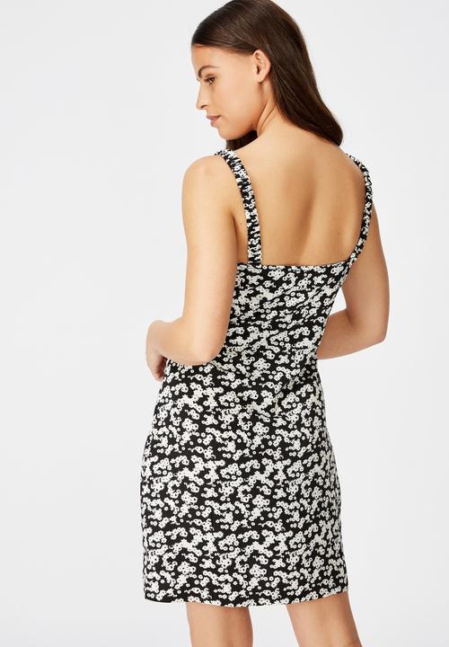 Factorie - Sweetheart mini dress Taylor ditsy - black & white 