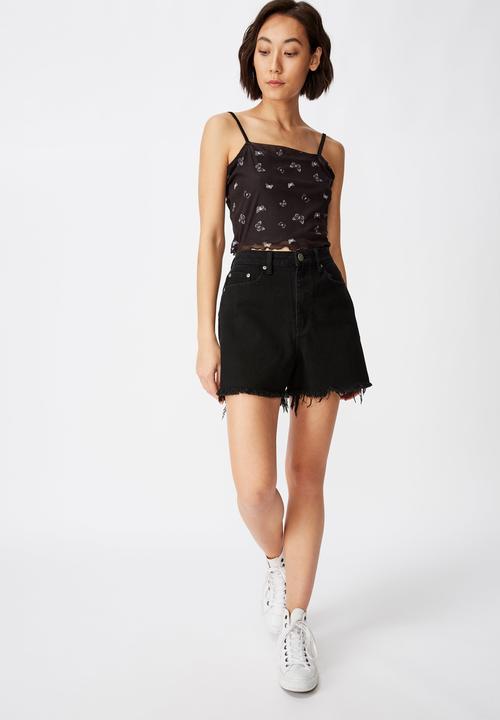 Factorie - Boyfriend denim shorts - black