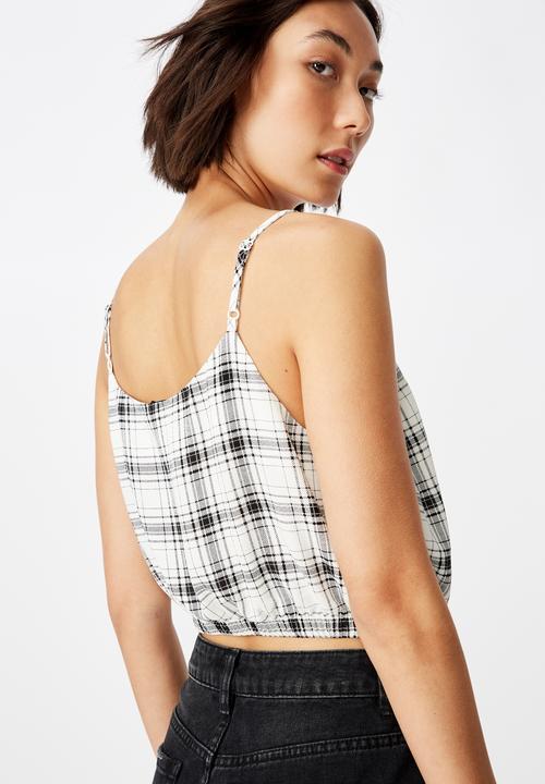 Factorie - Crop cami top - black & white