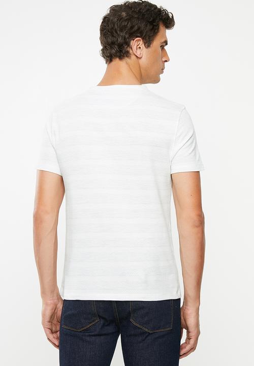POLO - Ronny short sleeve waffle stripe tee - off white