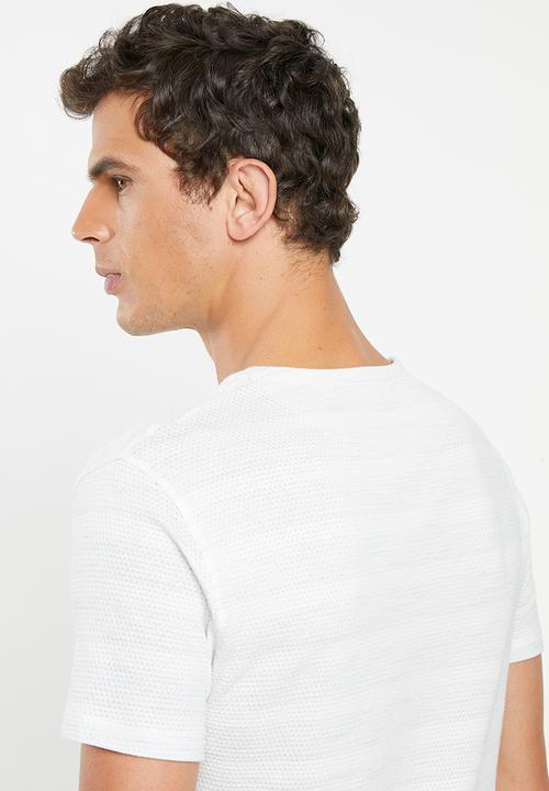 POLO - Ronny short sleeve waffle stripe tee - off white