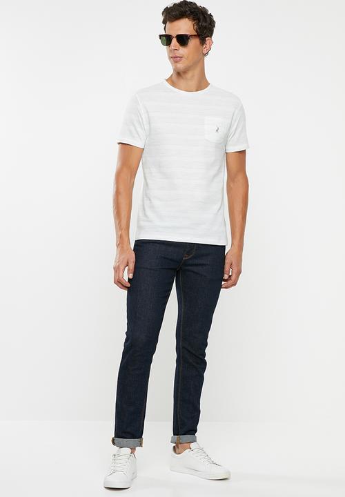POLO - Ronny short sleeve waffle stripe tee - off white