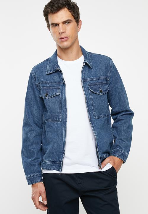 Superbalist - Zip through denim trucker jacket - blue