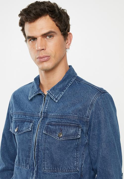 Superbalist - Zip through denim trucker jacket - blue