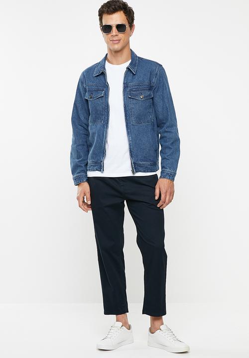 Superbalist - Zip through denim trucker jacket - blue