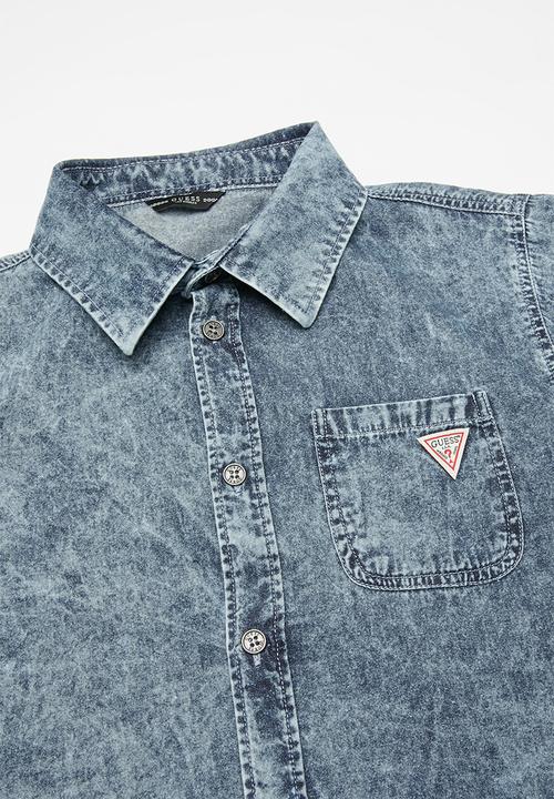 GUESS - Short sleeve denim shirt - blue