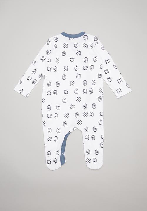 Pop Candy - X's & o's printed sleepsuit - white & navy
