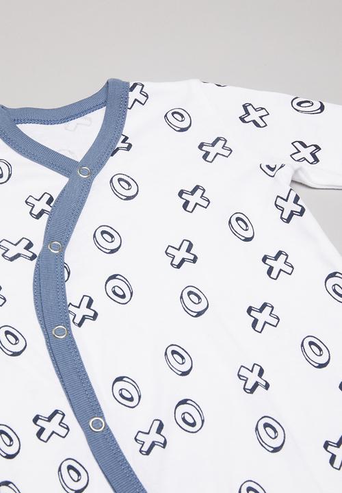 Pop Candy - X's & o's printed sleepsuit - white & navy