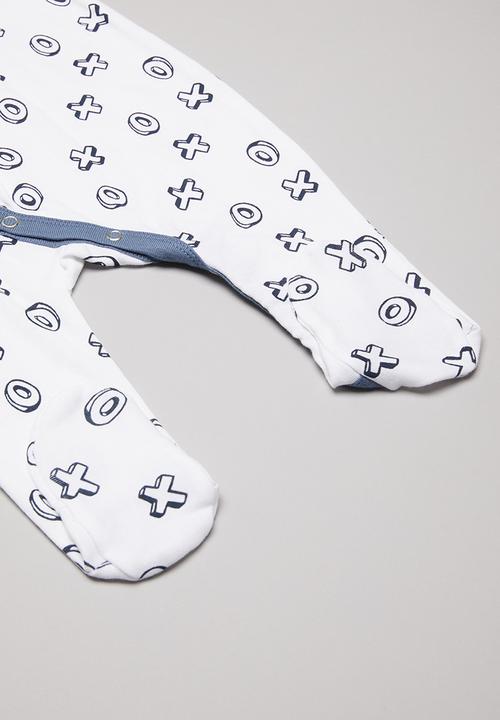 Pop Candy - X's & o's printed sleepsuit - white & navy